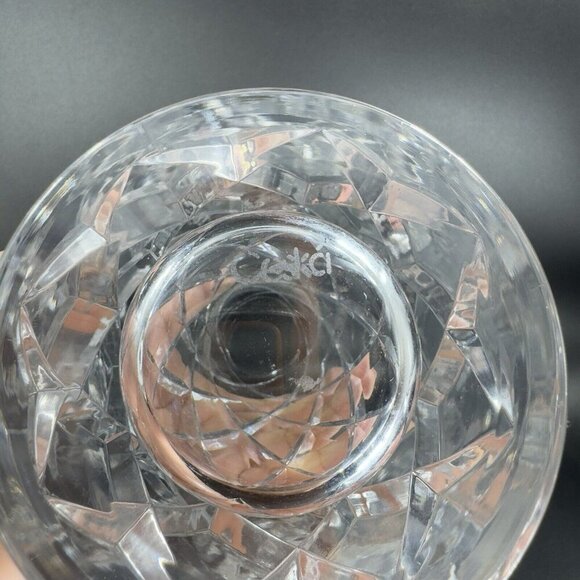 Vintage Ceska Clear Cylinder Crystal Glass Vase Cut Top Edges Czechoslovakia VTG - Picture 5 of 14